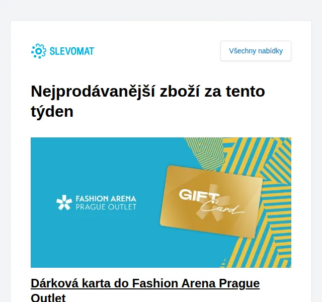 Slevomat: Dárková karta do Fashion Arena Prague Outlet – červen 2026 | Nuslet.cz