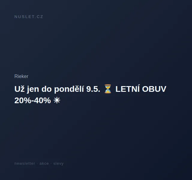Rieker: Letní obuv 20-40% + kabelky až -50% – červen 2026 | Nuslet.cz