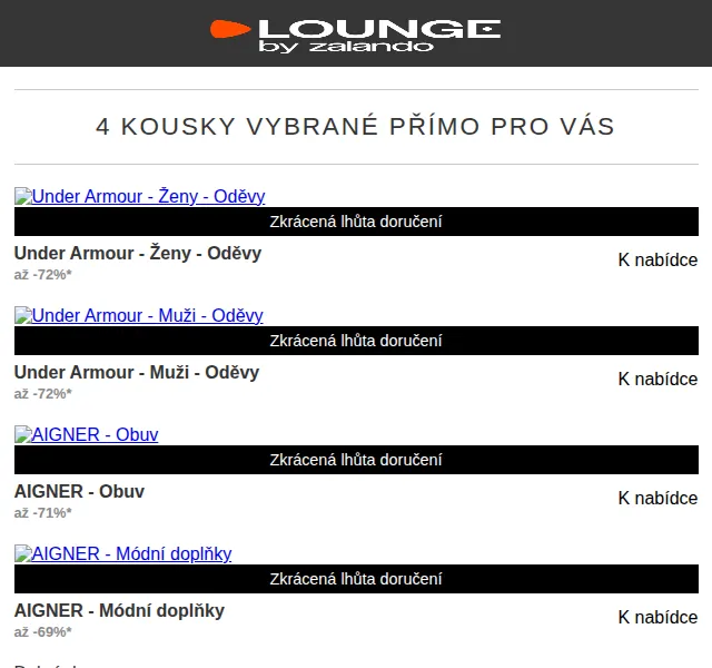 Lounge by Zalando: Under Armour, AIGNER, Mexx až -75% – červen 2026 | Nuslet.cz