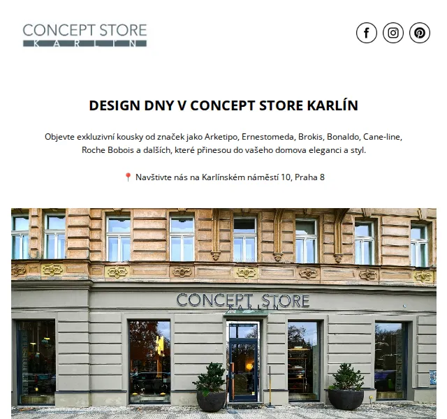 Concept Store Karlín: Designový nábytek se slevou až 70 % – červenec 2026 | Nuslet.cz