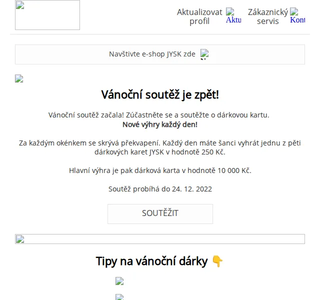JYSK: Vánoční soutěž o 10 000 Kč – prosinec 2022 | Nuslet.cz