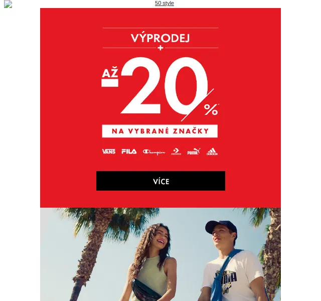e50style.cz: SALE sleva až 20 % na Vans, Converse, adidas – červen 2026 | Nuslet.cz