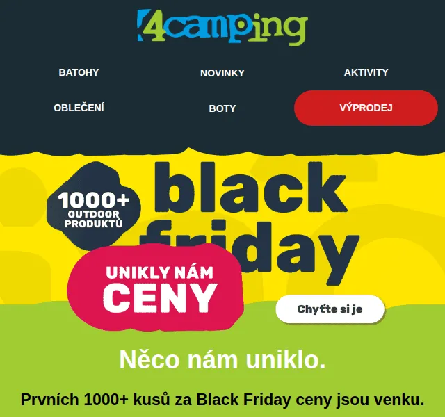 4camping.cz: Black Friday ceny na batohy a outdoor až 67 % – červenec 2026 | Nuslet.cz
