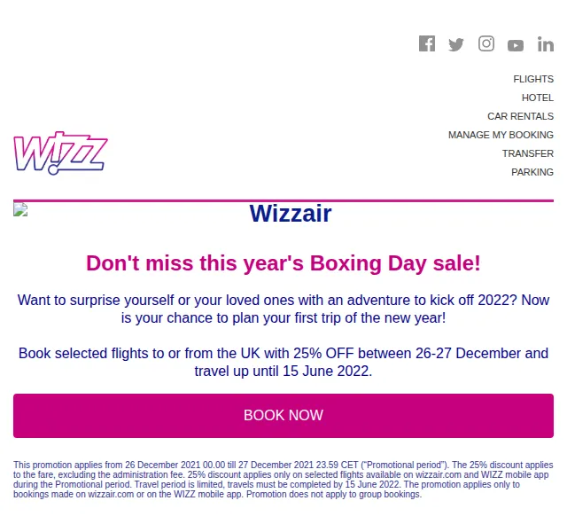 Wizz Air: sleva 25 % na letenky do/z Velké Británie – prosinec 2021 | Nuslet.cz
