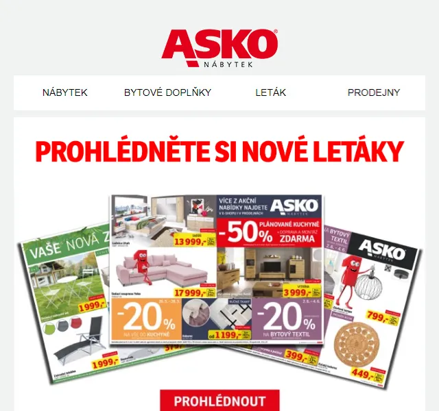 Asko Nábytek: nové letáky na bydlení – červenec 2026 | Nuslet.cz