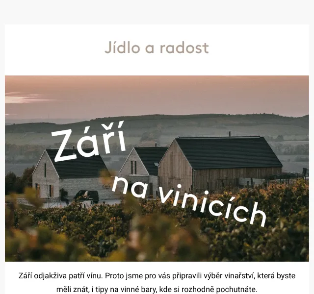 Jídlo a radost: Kam na víno a víkendové tipy – září 2026