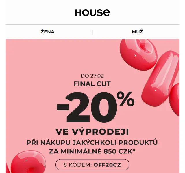 HOUSE: -20% na výprodejové produkty – červen 2026 | Nuslet.cz