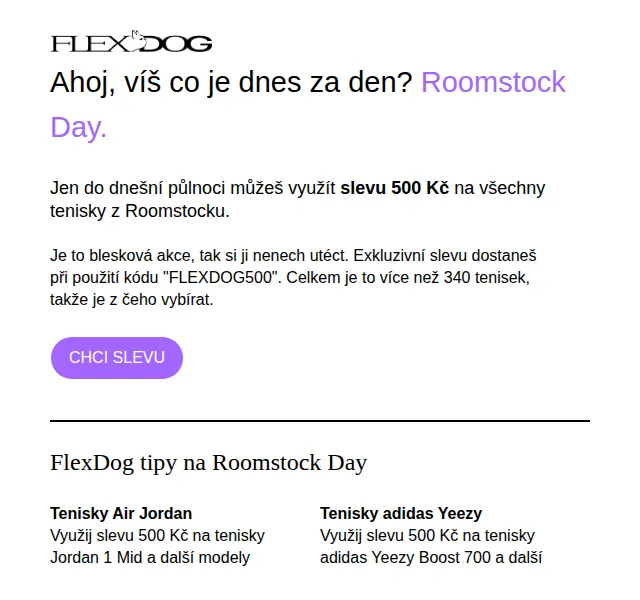 FlexDog: Sleva 500 Kč na tenisky – červen 2026 | Nuslet.cz