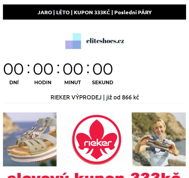 Eliteshoes: Sleva 333 Kč na letní obuv – červen 2026