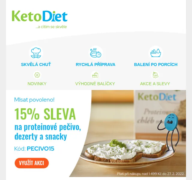 KetoDiet: proteinové pečivo, dezerty a snacky s 15% slevou – červen 2026 | Nuslet.cz