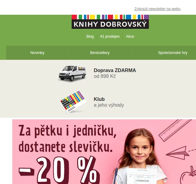 KnihyDobrovsky.cz: 20% sleva na vysvědčení – červenec 2026 | Nuslet.cz
