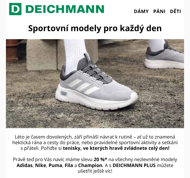 DEICHMANN: až 22 % na Adidas, Nike, Puma – slevový kód