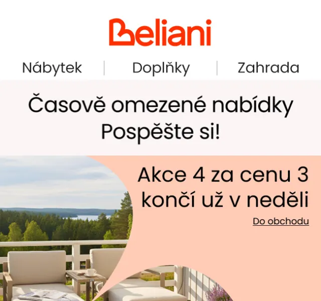 Beliani.cz: Nedělní nabídky nábytku a dekorací – květen 2026
