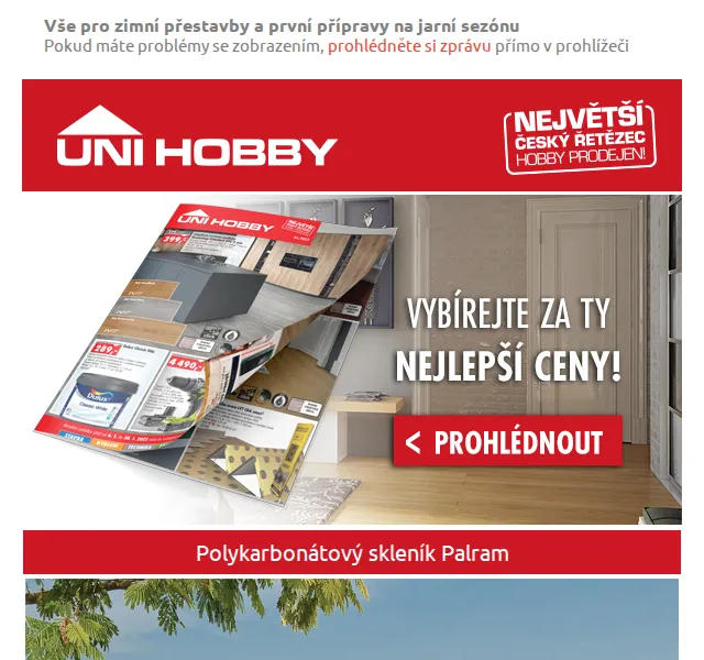 UNI HOBBY: Polykarbonátový skleník Palram od 9 490 Kč – červen 2026 | Nuslet.cz
