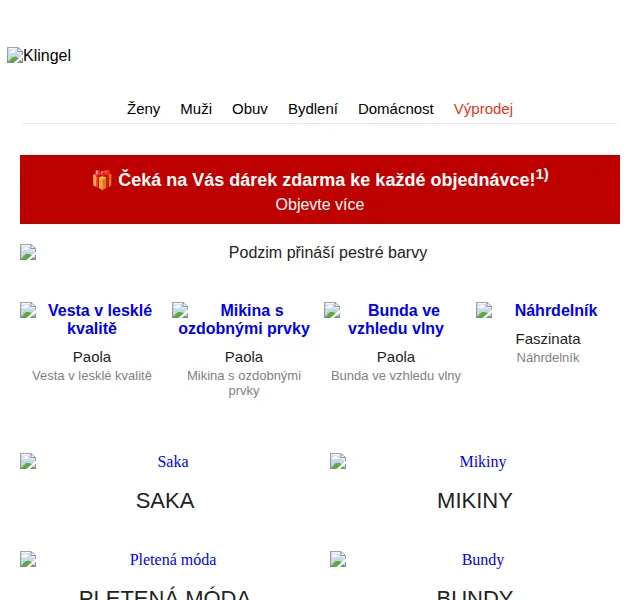 KLiNGEL.cz: Dárek zdarma k objednávce a podzimní móda – červenec 2026 | Nuslet.cz