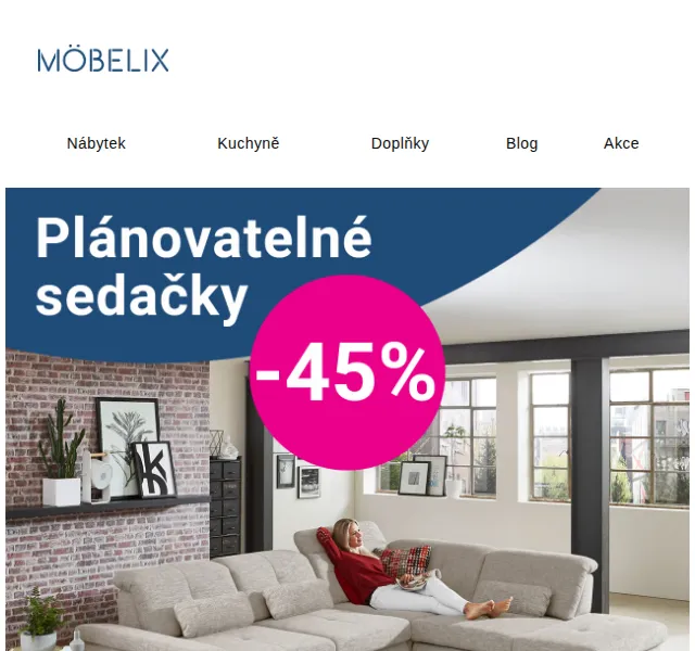Möbelix: Sleva 50 % na kuchyně a Rohovka Adria od 16 999 Kč – červen 2026 | Nuslet.cz