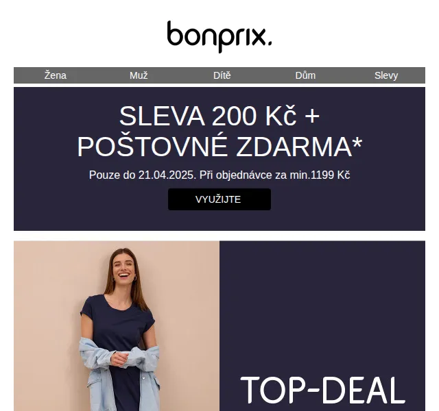 bonprix: Sleba 200 Kč + poštovné zdarma – červenec 2026 | Nuslet.cz