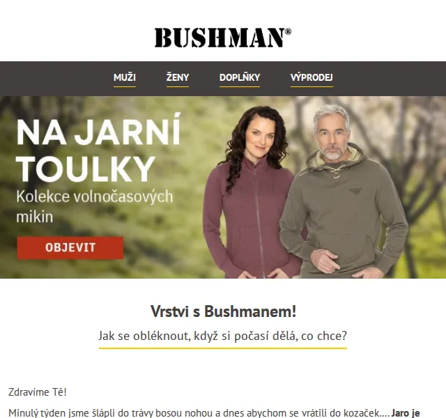 BUSHMAN: Mikiny MONK, ELVAS a bunda WOLF – červen 2026 | Nuslet.cz