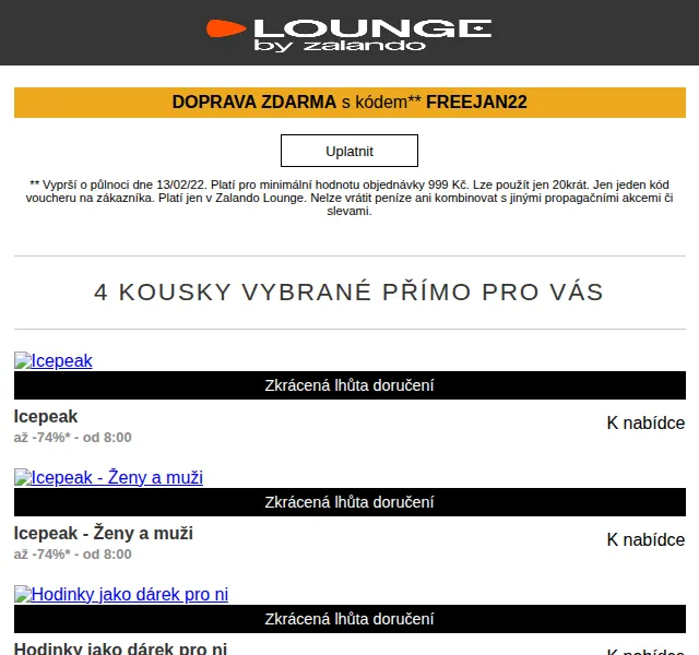 Lounge by Zalando: Icepeak, Lee Cooper, TWINSET až –75 % – červen 2026 | Nuslet.cz