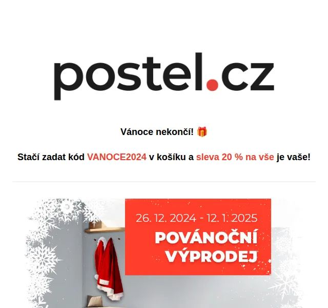 Postel.cz: Povánoční výprodej 20 % – červenec 2026 | Nuslet.cz
