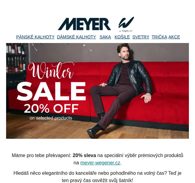 Meyer Wegener: Zimní výprodej – sleva 20 % na vybrané | červen 2026 | Nuslet.cz