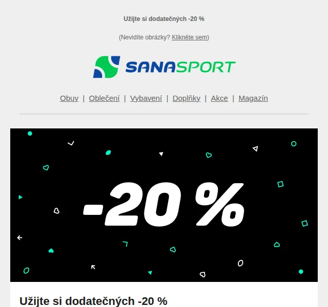 Sanasport: dodatečných -20 % na vybrané značky – červen 2026 | Nuslet.cz