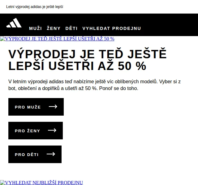 Adidas: Letní výprodej slevy až 50 % – červenec 2026 | Nuslet.cz