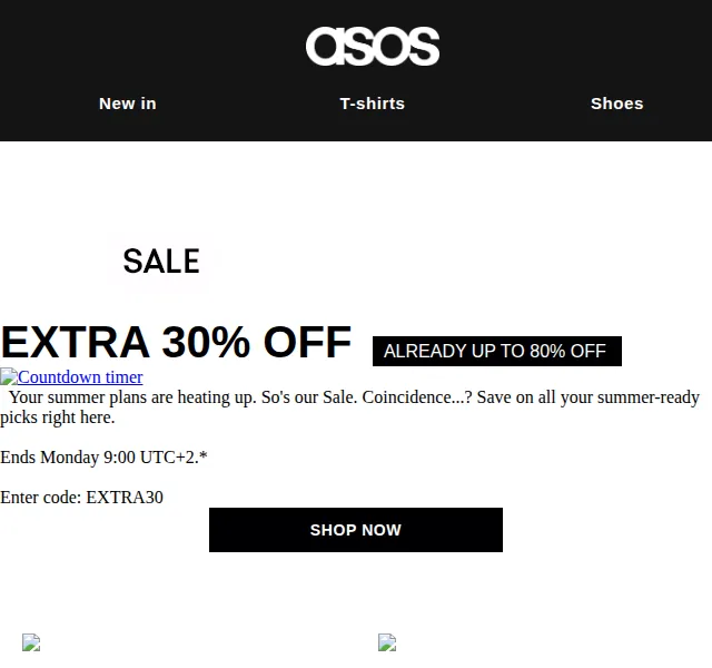 ASOS: Extra sleva 30 % na letní výprodej – červen 2026 | Nuslet.cz