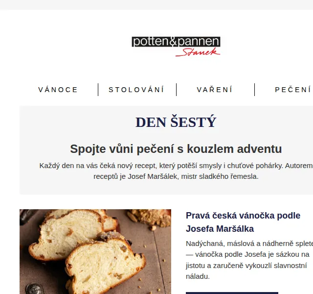 Potten & Pannen: Vánočka podle Josefa Maršálka – červenec 2026 | Nuslet.cz