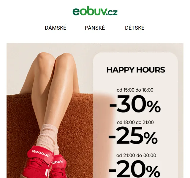 Eobuv: Happy Hours sleva až 30 % – červenec 2026 | Nuslet.cz