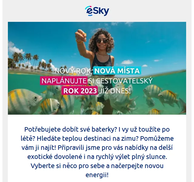 eSky: Exotická dovolená od 7 460 Kč – červen 2026 | Nuslet.cz