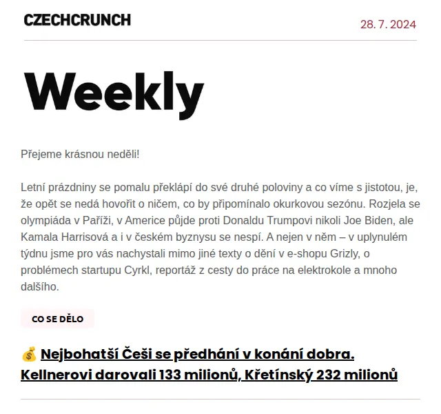 CzechCrunch: Přehled týdne s Grizly, Cyrkl a remoskami – červenec 2024 | Nuslet.cz