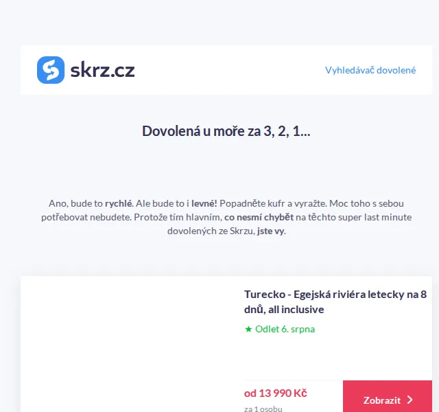 Skrz: Last minute Turecko od 13 990 Kč a Marsa Matruh se slevou 32 % – červenec 2026 | Nuslet.cz