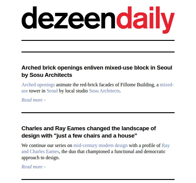 Dezeen Daily: Arched brick tower a novinky z architektury – červenec 2026 | Nuslet.cz