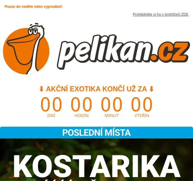 Pelikan.cz: Kostarika a další exotika v MEGA výprodeji – červen 2026 | Nuslet.cz