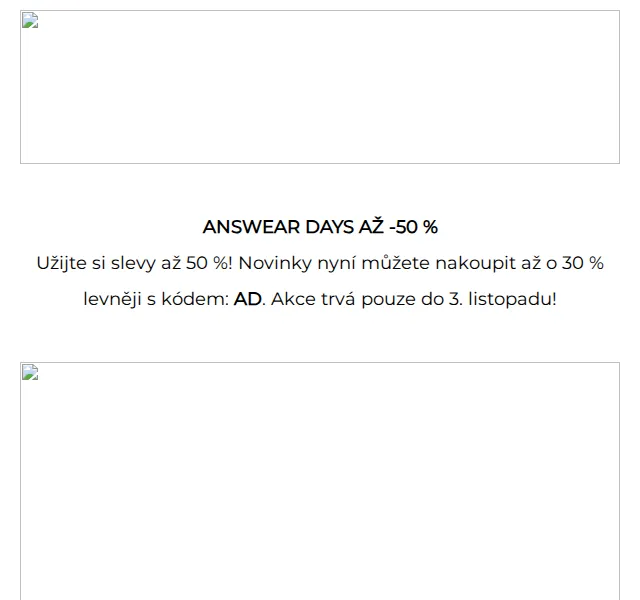 ANSWEAR: Answear Days –30 % až –50 % – listopad 2026 | Nuslet.cz