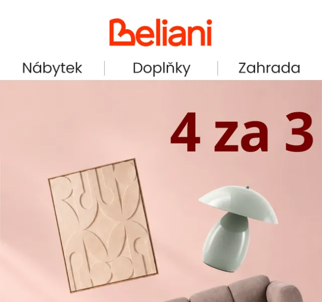 Beliani.cz: Kup 4 za cenu 3 – září 2026