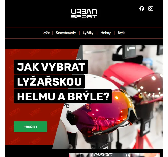 Urban-sport: Lyžařské helmy a brýle ve slevě 55 % – červen 2026 | Nuslet.cz