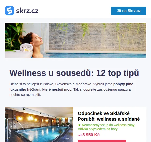 Skrz.cz: Wellness pobyty u sousedů od 2 530 Kč – červenec 2026 | Nuslet.cz