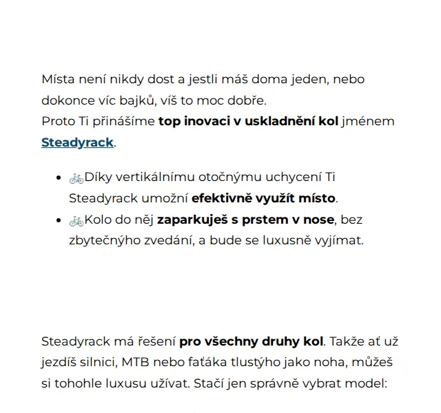 Steadyrack: Revoluce v uskladnění kol – duben 2026 | Nuslet.cz
