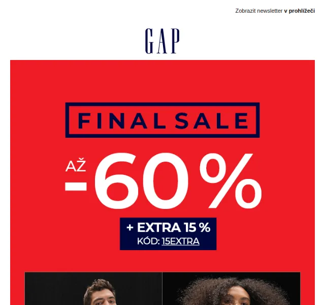 GAPstore.cz: FINAL SALE až 60 % + extra 15 % – červen 2026 | Nuslet.cz