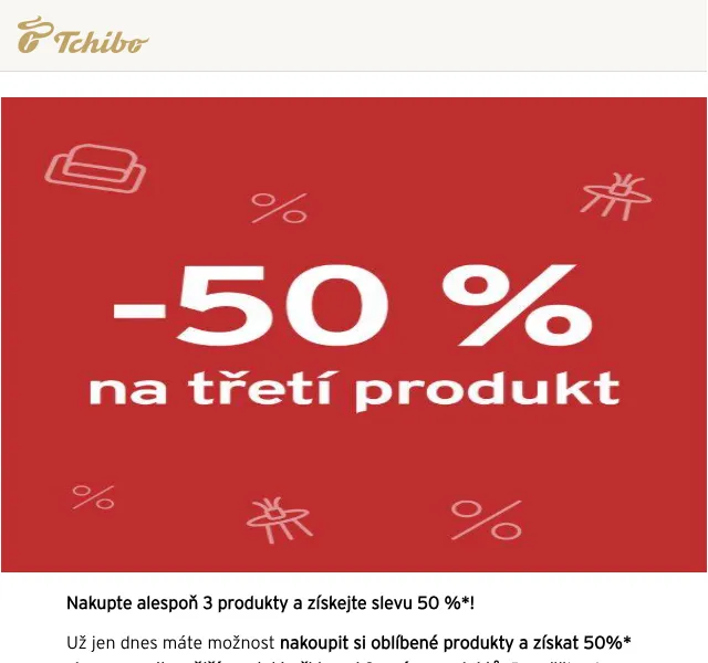 Tchibo: 50 % sleva na třetí produkt – červen 2026