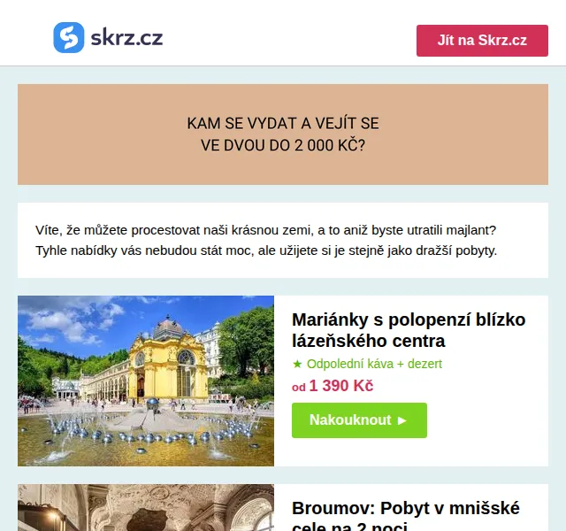 Vánoce na Skrz: Pobyty v ČR od 1 250 Kč – červen 2026 | Nuslet.cz