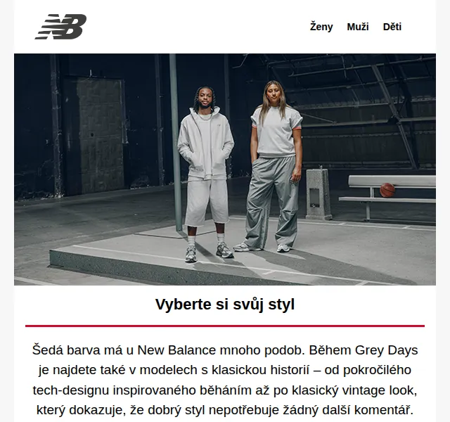 New Balance Grey Days – Šedé sneakers a boty | Srpen 2026