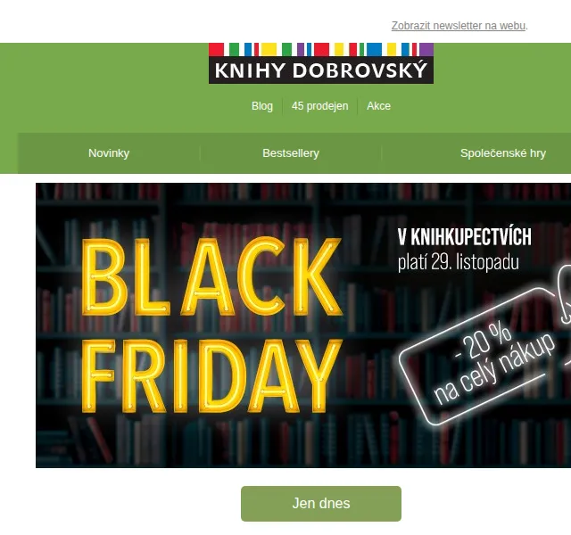 KnihyDobrovsky.cz: Sleva 20 % v prodejnách a Black Friday – červenec 2026 | Nuslet.cz