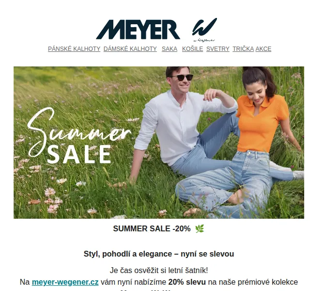 Meyer Wegener: Summer Sale -20 % na prémiové kolekce – červenec 2026 | Nuslet.cz