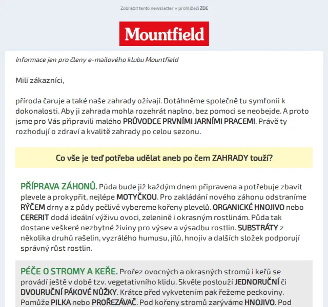 Mountfield: Předjarní ceny substrátů a hadic – červen 2026 | Nuslet.cz
