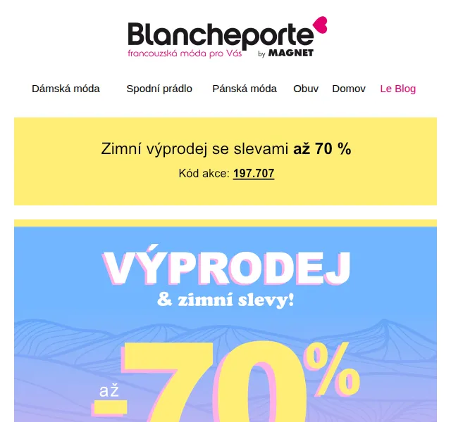 Blancheporte: Zimní MEGA výprodej se slevami až 70 % – červenec 2026 | Nuslet.cz