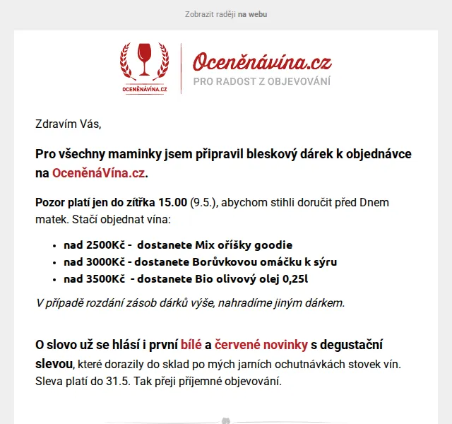 OceněnáVína: Dárky pro maminky & degustační slevy – červenec 2026 | Nuslet.cz