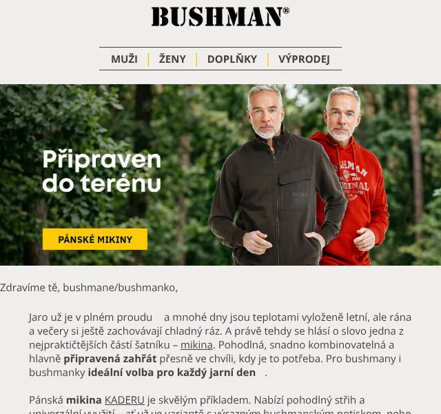 BUSHMAN: mikiny na jaro – květen 2026 | Nuslet.cz